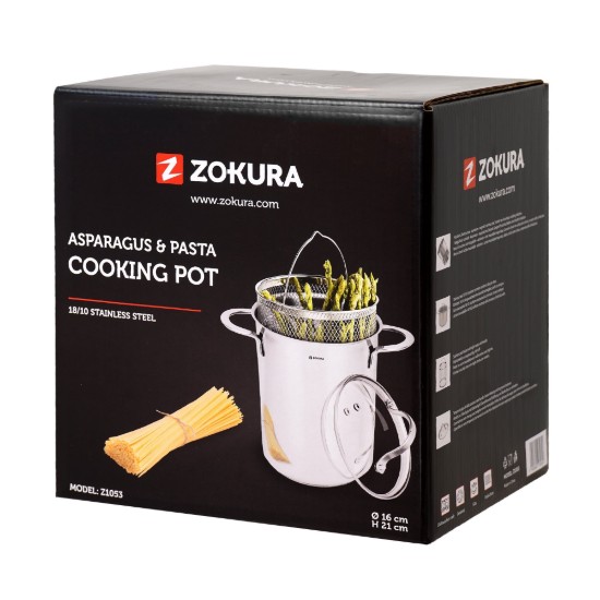 Oala pentru sparanghel/paste, inox, 16cm/4,2L - Zokura