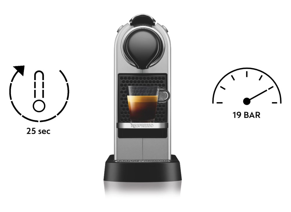 Cafetera de cápsulas - Nespresso® Krups CitiZ, 19 bares, 1 l, 1 taza, 1260  W, Plata