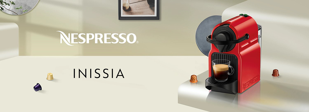 Cafetera Nespresso Inissia Red + Espumador de Leche + Travel mug Touch